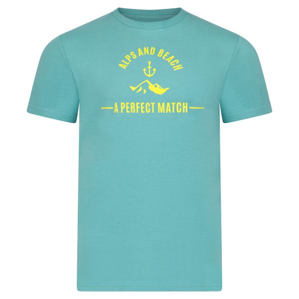 Unisex T-Shirt SUMMER FEELING Teal Green Neon Yellow Vorderseite